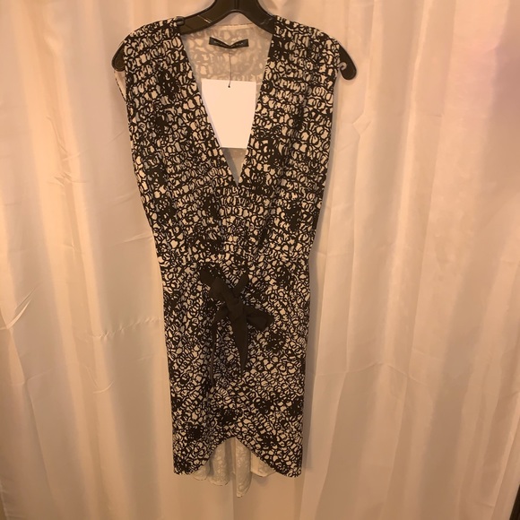 BALENCIAGA Size 40 abstract print SILK wrap DRESS - Picture 8 of 11